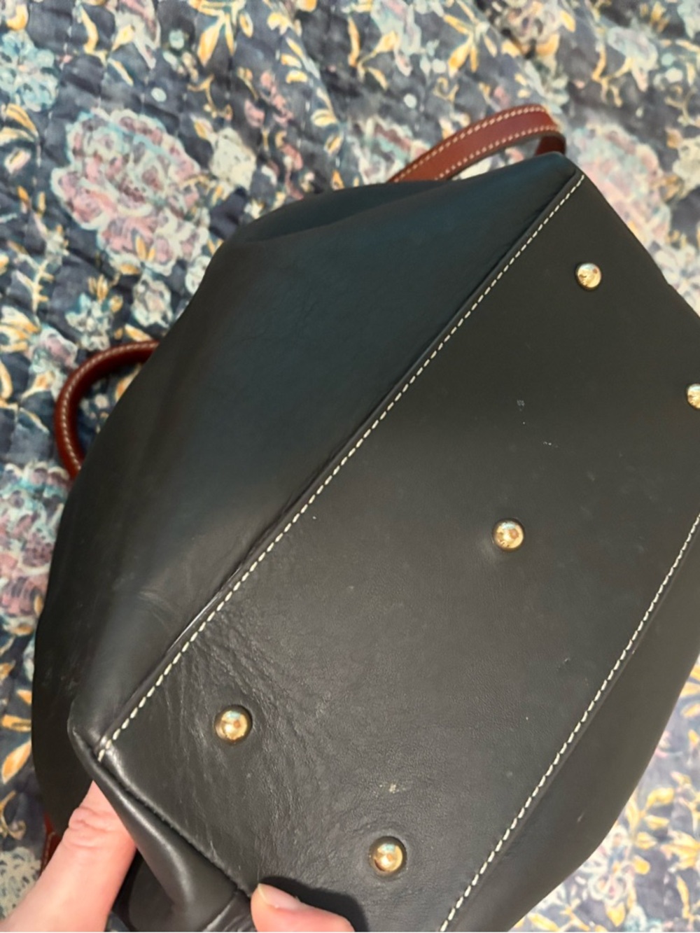 Dooney & Bourke Black Leather Shoulder Bag with Brown Trim - Picture 5 of 5
